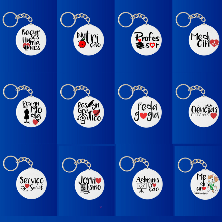 Kits Chaveiros MDF Dupla face Lembrancinha Profissões