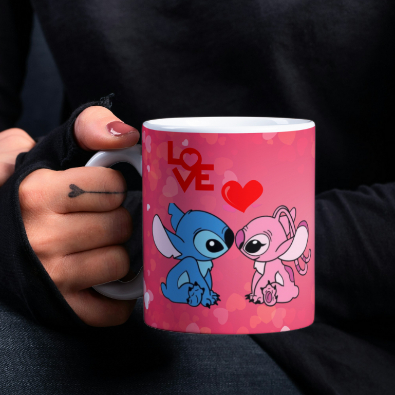 Caneca Stitch e Angel "Love"