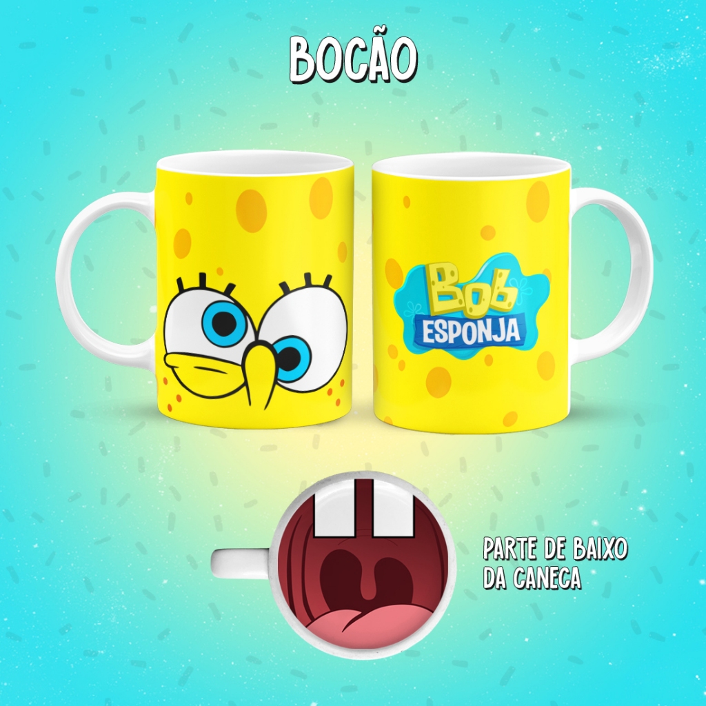 Caneca Bob esponja Bocão ou Branca 300ml