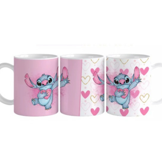 Caneca Personalizada Stitch , Lilo e Stitch Rosa 325ml