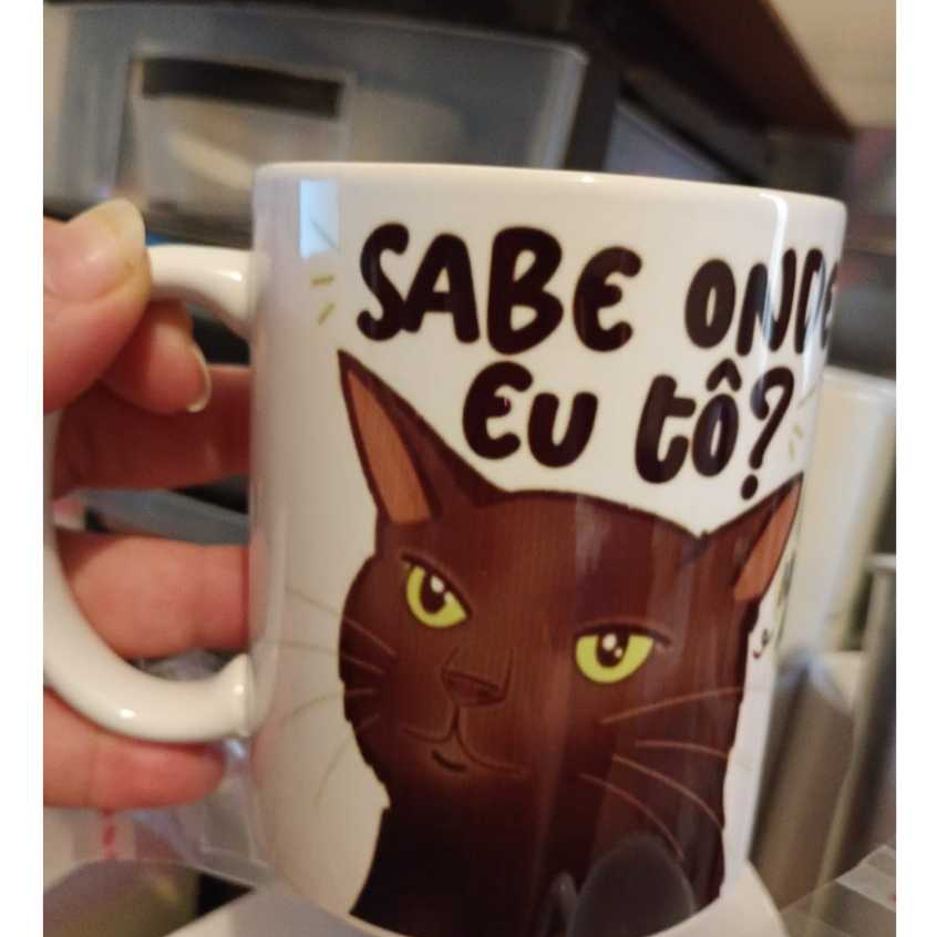 Caneca Gatinho Meme "Sabe Onde Estou?