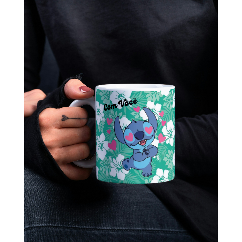 Caneca Stitch "Com Você Sem Você"